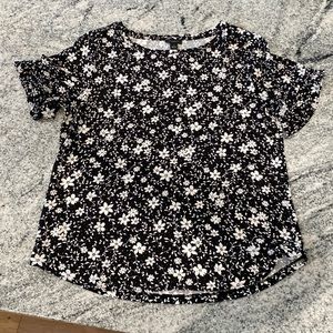 Ann Taylor black and white floral top.